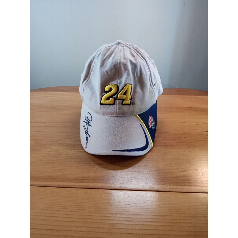 Vintage Nascar Jeff Gordon Hat #24 Signed In Stitch Nice Colors DU PONT 🏁 🏁 🏁